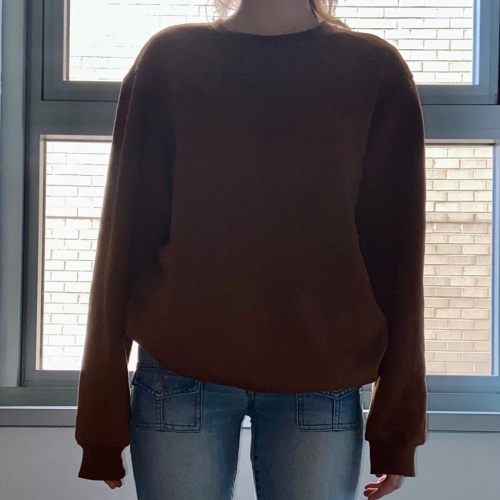 Incredibly flattering brown sweatshirt!